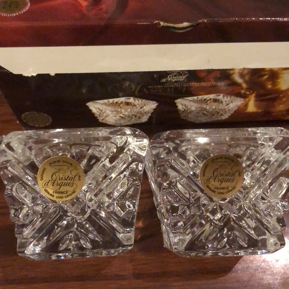 Crystal Candlesticks by Cristal d’Arques Masquerade